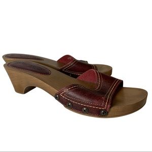 Montego Bay Leather Slides | Burgundy Red | 7.5